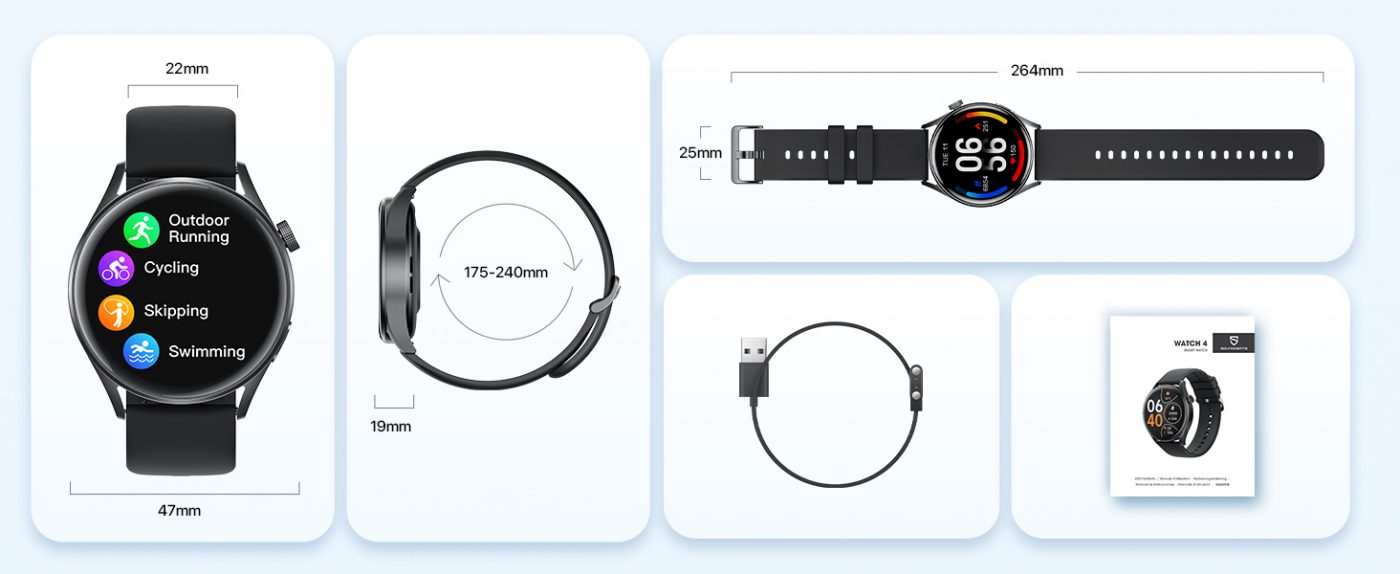 Đồng hồ thông minh SoundPEATS Watch 4, Màn hình 1.38", Bluetooth 5.2, Pin 7 ngày, IP68, 109+ chế độ thể thao, Theo dõi sức khỏe - Đồng hồ thông minh <strong>SoundPEATS Watch 4</strong> với màn hình 1.38" HD, hỗ trợ gọi Bluetooth, theo dõi nhịp tim, SpO2, giấc ngủ, chu kỳ kinh nguyệt. Pin 7 ngày, sạc 2 giờ, IP68 chống nước. 109+ chế độ thể thao, thông báo ứng dụng, tùy chỉnh mặt đồng hồ. Tương thích iOS 9.0+, Android 5.0+. Bảo hành 12 tháng, lý tưởng cho thể thao, công việc, sức khỏe.
