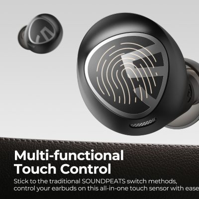 Tai nghe Bluetooth True Wireless Soundpeats Free2 Classic, In-ear, Driver 6mm, Pin 30H, IPX5, Bluetooth 5.1, ENC, Cảm ứng - Tai nghe <strong>Soundpeats Free2 Classic</strong> với thiết kế in-ear thời thượng, vỏ case khắc laser, driver 6mm, âm thanh sắc nét, codec AAC/SBC. Pin 8H (tai nghe), 30H (với hộp sạc), sạc USB-C. IPX5 chống nước, micro chống bụi ENC, Bluetooth 5.1. Điều khiển cảm ứng tiện lợi. Bảo hành 12 tháng, phù hợp nghe nhạc, đàm thoại, thể thao.