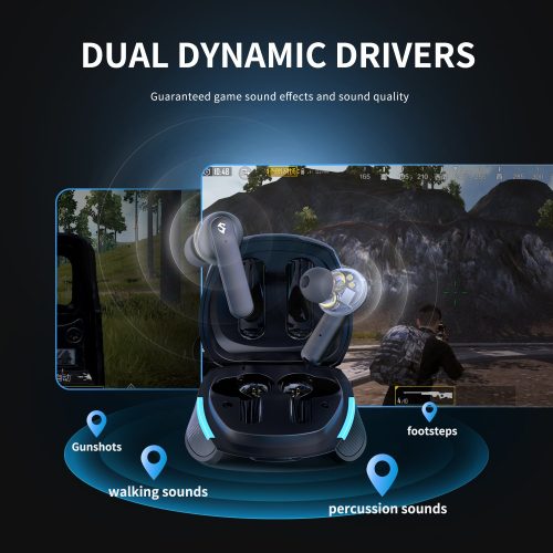 Tai nghe Bluetooth True Wireless SoundPeats Gamer No.1, In-ear, Dual Driver 6mm, Pin 25H, IPX4, Bluetooth 5.0, Game Mode 60ms, 4 Micro - Hình ảnh 7