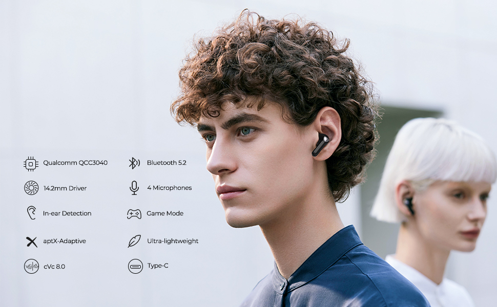 Tai nghe Bluetooth True Wireless Earbuds SoundPeats Air3, Semi In-ear, Driver 14.2mm, Pin 17.5H, IPX5, Bluetooth 5.2, aptX Adaptive, Game Mode - Tai nghe <strong>Earbuds SoundPeats Air3</strong> với thiết kế semi in-ear nhỏ gọn, driver 14.2mm, âm thanh Hi-Fi, codec aptX Adaptive/AAC/SBC. Pin 5H (tai nghe), 17.5H (với hộp sạc), sạc USB-C. IPX5 chống nước, micro kép cVc 8.0, Bluetooth 5.2, Game Mode 60ms. Bảo hành 12 tháng, lý tưởng nghe nhạc, chơi game, đàm thoại.
