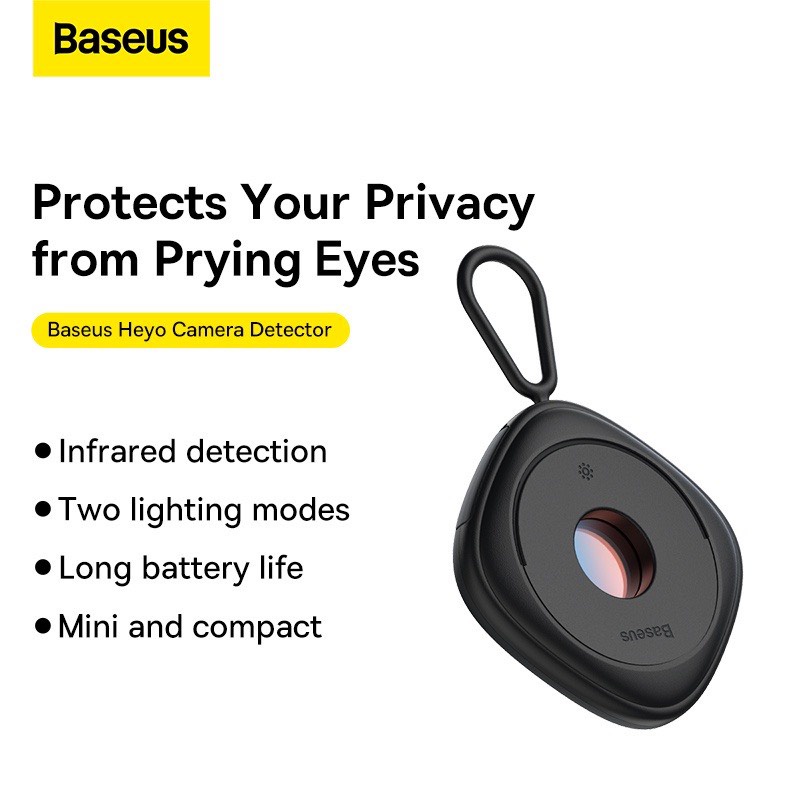 Thiết Bị Dò Ống Kính Ẩn Baseus Heyo Camera Detector Bảo Vệ An Ninh Chống Nhìn Trộm - Thiết Bị Dò Ống Kính Ẩn <strong>Baseus Heyo BS-HA016</strong> phát hiện camera ẩn, bảo vệ an ninh cá nhân. Công nghệ hồng ngoại 3D quét bán kính 5m, pin chờ 720 giờ. <strong>Baseus Heyo</strong> siêu gọn (15g), dễ mang theo, lý tưởng cho khách sạn, phòng thay đồ, nhà nghỉ.