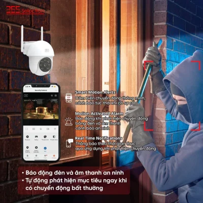 Camera Wifi Ngoài Trời 365 Selection OC1 Tuya 3MP 2K Chính Hãng - <strong>Camera Wifi 365 Selection OC1 Tuya 3MP 2K</strong>, chống nước IP65, thu hình 360° với PTZ, tầm nhìn đêm 10m. Kết nối Tuya Smart/Smart Life qua Wifi 2.4GHz, lắp đặt dễ dàng. Hỗ trợ thẻ nhớ 128GB, đàm thoại 2 chiều, phát hiện chuyển động. Lý tưởng giám sát ngoài trời.