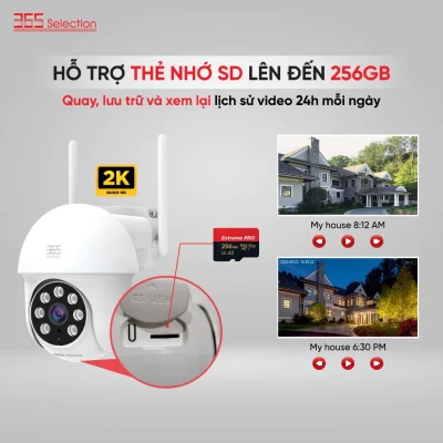 Camera Wifi Ngoài Trời 365 Selection OC1 Tuya 3MP 2K Chính Hãng - <strong>Camera Wifi 365 Selection OC1 Tuya 3MP 2K</strong>, chống nước IP65, thu hình 360° với PTZ, tầm nhìn đêm 10m. Kết nối Tuya Smart/Smart Life qua Wifi 2.4GHz, lắp đặt dễ dàng. Hỗ trợ thẻ nhớ 128GB, đàm thoại 2 chiều, phát hiện chuyển động. Lý tưởng giám sát ngoài trời.