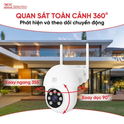 Camera Wifi Ngoài Trời 365 Selection OC1 Tuya 3MP 2K Chính Hãng - <strong>Camera Wifi 365 Selection OC1 Tuya 3MP 2K</strong>, chống nước IP65, thu hình 360° với PTZ, tầm nhìn đêm 10m. Kết nối Tuya Smart/Smart Life qua Wifi 2.4GHz, lắp đặt dễ dàng. Hỗ trợ thẻ nhớ 128GB, đàm thoại 2 chiều, phát hiện chuyển động. Lý tưởng giám sát ngoài trời.