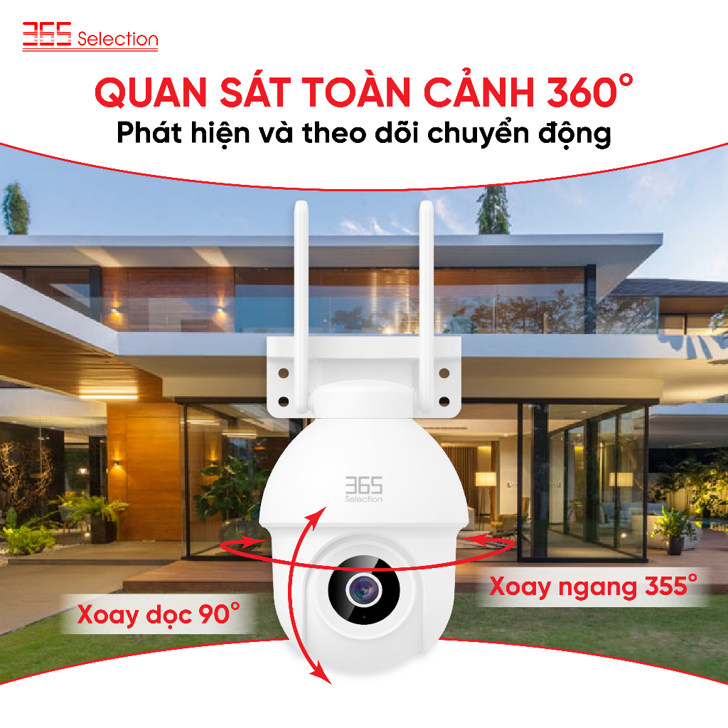 Camera Wifi Ngoài Trời 365 Selection OC2 Tuya 5MP 3K Chính Hãng - <strong>Camera Wifi 365 Selection OC2 Tuya 5MP 3K</strong>, chống nước IP65, quay 360° PTZ, quay màu ban đêm 10m. Kết nối Tuya Smart/365 Life qua Wifi 2.4GHz, đàm thoại 2 chiều, phát hiện chuyển động AI. Hỗ trợ thẻ nhớ 256GB, lắp đặt dễ, bảo hành 24 tháng, lý tưởng giám sát ngoài trời.