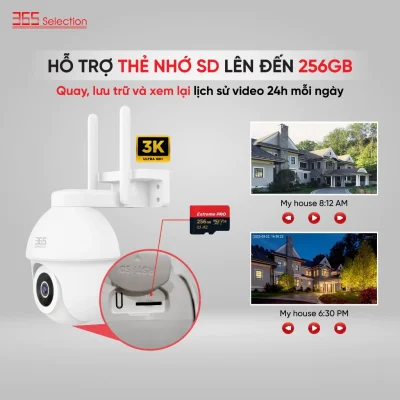 Camera Wifi Ngoài Trời 365 Selection OC2 Tuya 5MP 3K Chính Hãng - <strong>Camera Wifi 365 Selection OC2 Tuya 5MP 3K</strong>, chống nước IP65, quay 360° PTZ, quay màu ban đêm 10m. Kết nối Tuya Smart/365 Life qua Wifi 2.4GHz, đàm thoại 2 chiều, phát hiện chuyển động AI. Hỗ trợ thẻ nhớ 256GB, lắp đặt dễ, bảo hành 24 tháng, lý tưởng giám sát ngoài trời.