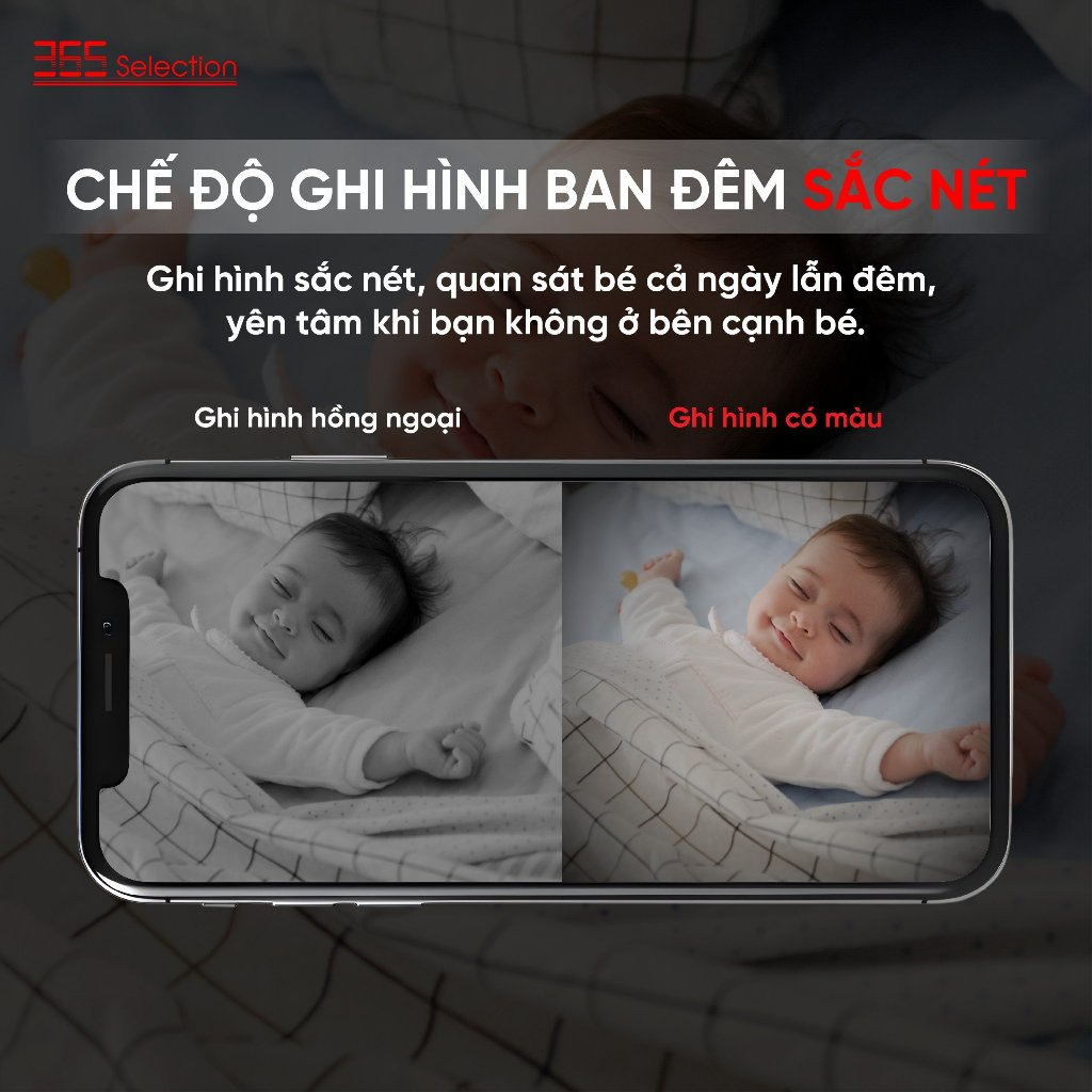 Camera Trông Trẻ Thông Minh 365 Selection PB1 Tuya 3MP 2K Chính Hãng - <strong>Camera Trông Trẻ 365 Selection PB1 3MP 2K</strong>, màu hồng phấn, phát hiện tiếng khóc, chuyển động bằng AI. Quay 360°, đàm thoại 2M, phát nhạc ru, đo nhiệt độ, độ ẩm. Kết nối Tuya Smart/365 Life qua Wifi 2.4GHz, lưu trữ thẻ 256GB. Lắp dễ, lý tưởng chăm sóc trẻ 24/7.