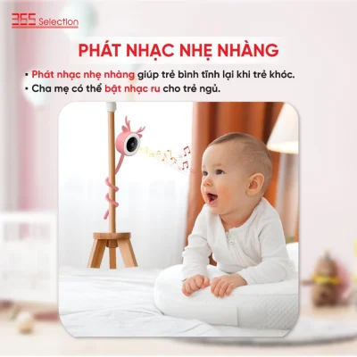 Camera Trông Trẻ Thông Minh 365 Selection PB1 Tuya 3MP 2K Chính Hãng - <strong>Camera Trông Trẻ 365 Selection PB1 3MP 2K</strong>, màu hồng phấn, phát hiện tiếng khóc, chuyển động bằng AI. Quay 360°, đàm thoại 2M, phát nhạc ru, đo nhiệt độ, độ ẩm. Kết nối Tuya Smart/365 Life qua Wifi 2.4GHz, lưu trữ thẻ 256GB. Lắp dễ, lý tưởng chăm sóc trẻ 24/7.
