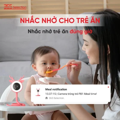 Camera Trông Trẻ Thông Minh 365 Selection PB1 Tuya 3MP 2K Chính Hãng - <strong>Camera Trông Trẻ 365 Selection PB1 3MP 2K</strong>, màu hồng phấn, phát hiện tiếng khóc, chuyển động bằng AI. Quay 360°, đàm thoại 2M, phát nhạc ru, đo nhiệt độ, độ ẩm. Kết nối Tuya Smart/365 Life qua Wifi 2.4GHz, lưu trữ thẻ 256GB. Lắp dễ, lý tưởng chăm sóc trẻ 24/7.