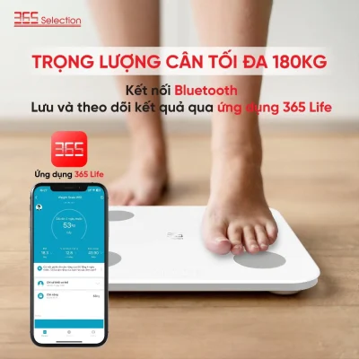 Cân Điện Tử Thông Minh 365 Selection WS2 Chính Hãng - Cân Điện Tử 365 Selection WS2 đo 18 chỉ số cơ thể, độ chính xác 0.1kg, kết nối Bluetooth qua app 365 Life. Thiết kế nhỏ gọn (26x26x2.45cm, 1.1kg), kính cường lực, màn hình LED. Hỗ trợ 10 người dùng, pin AAA dùng 120 ngày. Bảo hành 12 tháng, lý tưởng theo dõi sức khỏe gia đình.