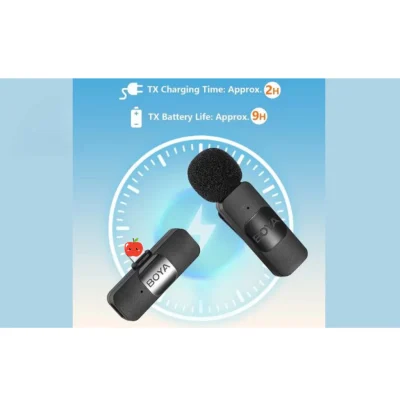 Micro Thu Âm Không Dây BOYA BY-V1 FB193 Chính Hãng - Micro Không Dây <strong>BOYA BY-V1 FB193</strong> siêu gọn (6g), thu âm đa hướng 360°, chống ồn một nút nhấn. Tương thích iPhone 14 Pro Max trở xuống qua Lightning. Pin 9 giờ, phạm vi 50m, chất lượng 48kHz/16bit. Lý tưởng cho vlog, livestream, TikTok trên iPhone.