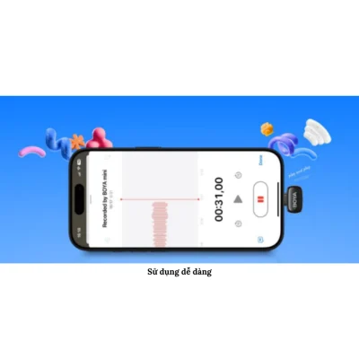 Micro Thu Âm Không Dây BOYA MINI 12 Chính Hãng - Micro Thu Âm Không Dây <strong>BOYA MINI 12</strong> siêu nhỏ gọn (5g), thu âm đa hướng 360°, chống ồn AI 3 mức. Tương thích Type-C, Lightning cho iPhone, Android, tablet, laptop. Pin 6 giờ, hộp sạc 1000mAh cho 30 giờ sử dụng. Phạm vi 100m, lý tưởng cho vlog, livestream, TikTok.