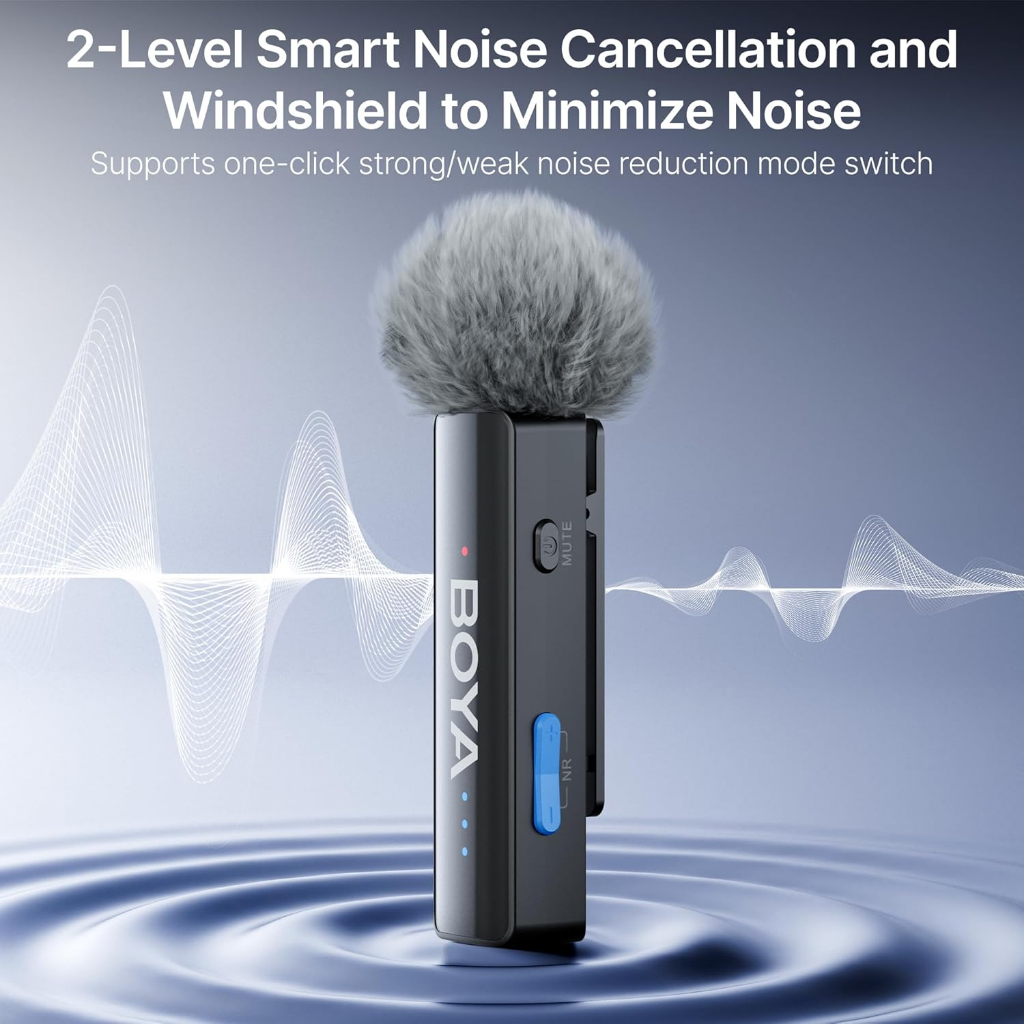 Micro Cài Áo Không Dây BOYALINK 3in1 Đa Năng Chính Hãng - Micro Cài Áo <strong>BOYALINK</strong> 3in1 không dây, độ nhạy cao (-42dB), chống ồn mạnh, thu âm đa hướng 360°. Tương thích iPhone, Android, camera qua USB-C, Lightning, 3.5mm. Pin 30 giờ với hộp sạc 1000mAh, phạm vi 100m. Lý tưởng cho vlog, livestream, phỏng vấn.
