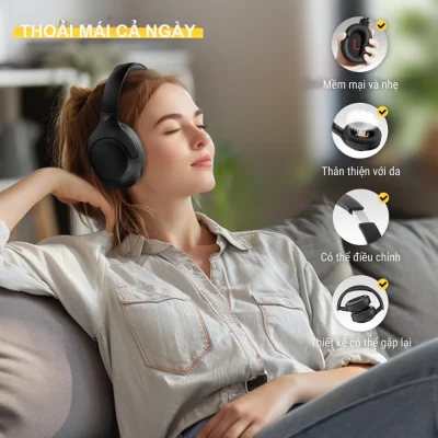 Tai nghe Over-Ear QCY H3 Lite ANC, Chống Ồn 90%, Driver 40mm, Bluetooth 5.3, Pin 60H - Tai nghe <strong>QCY H3 Lite</strong> tích hợp công nghệ QCY H3 Lite với ANC chặn 90% tiếng ồn, driver 40mm cho âm thanh Hi-Fi, ENC & DSP micro kép cho cuộc gọi rõ nét. Bluetooth 5.3, độ trễ 68ms, pin 60 giờ (ANC tắt). Thiết kế gập gọn, êm ái, hỗ trợ 9 chế độ EQ qua app. Chính hãng, bảo hành 6 tháng.