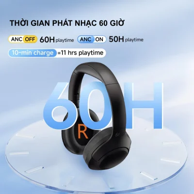 Tai nghe Over-Ear QCY H3 Lite ANC, Chống Ồn 90%, Driver 40mm, Bluetooth 5.3, Pin 60H - Tai nghe <strong>QCY H3 Lite</strong> tích hợp công nghệ QCY H3 Lite với ANC chặn 90% tiếng ồn, driver 40mm cho âm thanh Hi-Fi, ENC & DSP micro kép cho cuộc gọi rõ nét. Bluetooth 5.3, độ trễ 68ms, pin 60 giờ (ANC tắt). Thiết kế gập gọn, êm ái, hỗ trợ 9 chế độ EQ qua app. Chính hãng, bảo hành 6 tháng.