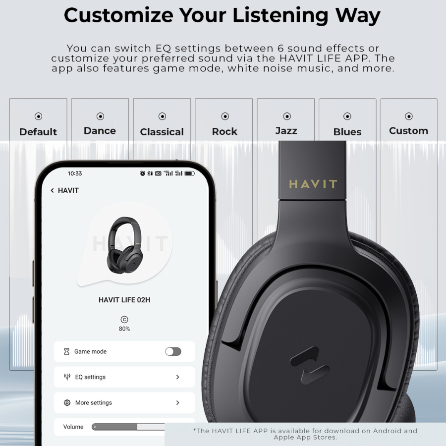 Headphone Bluetooth HAVIT H612BT, Âm thanh Stereo, Nghe Đến 50 giờ, App Havit Life - BH 12 Tháng - Trải nghiệm tự do âm nhạc không giới hạn với tai nghe headphone <strong>HAVIT H612BT</strong>. Đây là nhà vô địch về thời lượng pin, cung cấp đến 50 giờ nghe nhạc liên tục, cho phép bạn sử dụng cả tuần dài mà không cần sạc. Tận hưởng chất âm stereo sống động và cá nhân hóa trải nghiệm nghe của bạn với khả năng tùy chỉnh Equalizer (EQ) chuyên sâu thông qua App Havit Life. Với thiết kế công thái học siêu nhẹ, đệm tai mềm mại và khả năng gập gọn tiện lợi, <strong>HAVIT H612BT</strong> là người bạn đồng hành lý tưởng cho công việc, học tập và mọi hành trình, được đảm bảo chất lượng với chính sách bảo hành 12 tháng.