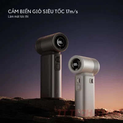 Quạt cầm tay Jisulife Handheld Fan Ultra 2, pin 9.000mAh, 100 mức gió, giảm ồn gấp 3 lần, cảm biến gió 17m/s