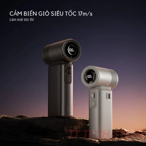 Quạt cầm tay Jisulife Handheld Fan Ultra 2, pin 9.000mAh, 100 mức gió, giảm ồn gấp 3 lần, cảm biến gió 17m/s