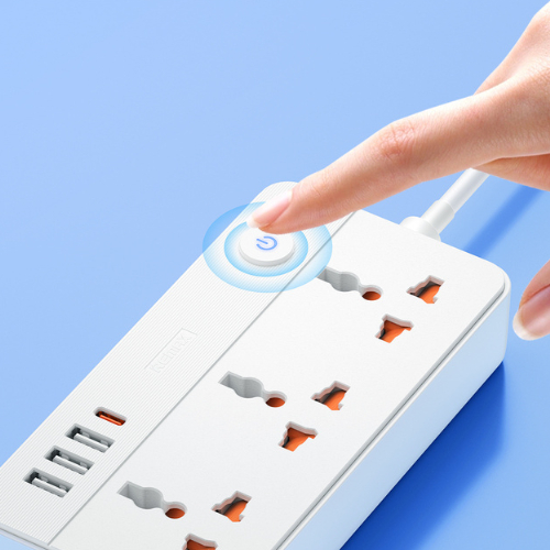 Ổ Cắm Điện REMAX RP-U153 Kiddy Series, Sạc Nhanh PD 20W, 3 USB-A, 1 USB-C, 3 Lỗ Cắm 2500W, Dây 1.5m - <p dir="ltr" data-pm-slice="1 1 []">Ổ cắm điện REMAX <strong>RP-U153</strong> Kiddy Series, công suất 2500W, sạc nhanh PD 20W với 3 cổng USB-A, 1 cổng USB-C. Dây dài 1.5m, vỏ ABS+PC chống cháy, 3 lỗ cắm đa năng. Tích hợp công tắc nguồn, đèn LED báo hiệu, bảo vệ an toàn 9 lớp. Bảo hành 12 tháng, lý tưởng gia đình, văn phòng, sạc 7 thiết bị cùng lúc.</p>