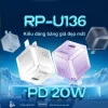Củ Sạc Nhanh REMAX U136 Cry Series, 20W, Cổng Type-C, Tương Thích iPhone 14 Pro Max Trở Xuống, Bảo Hành 12 Tháng