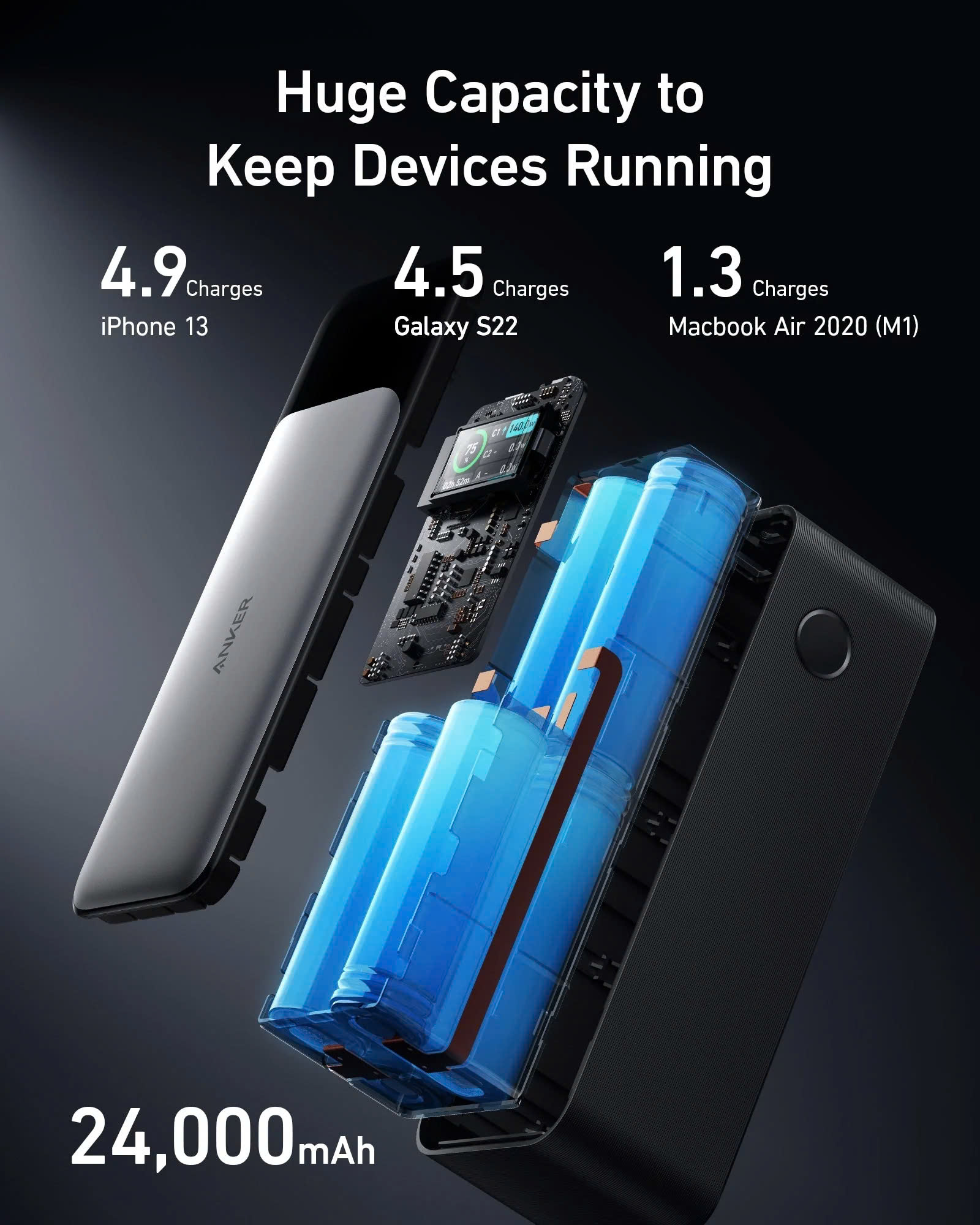 Pin Dự Phòng Anker A1289 - Pin Sạc Dự Phòng Anker 737 dung lượng 24000mAh, công suất 140w, 3 Cổng Gan Prime - A1289 - Pin Sạc Dự Phòng Anker 737 PowerCore <strong>A1289</strong> dung lượng 24.000mAh, công suất 140W, tích hợp 3 cổng GaNPrime, mang đến khả năng sạc nhanh vượt trội cho laptop, MacBook, iPhone. Công nghệ Power Delivery 3.1 đảm bảo sạc an toàn, hiệu quả. Thiết kế nhỏ gọn, màn hình kỹ thuật số thông minh hiển thị thông tin sạc.