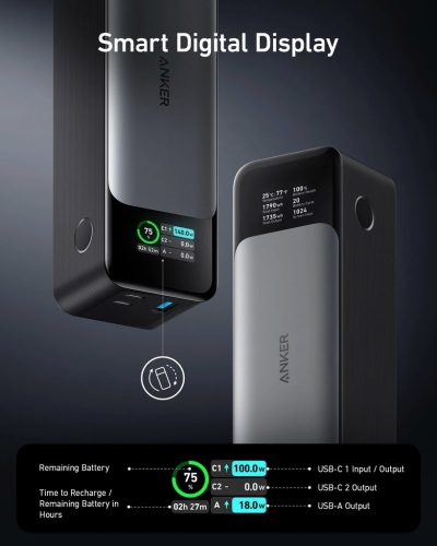 Pin Dự Phòng Anker A1289 - Pin Sạc Dự Phòng Anker 737 dung lượng 24000mAh, công suất 140w, 3 Cổng Gan Prime - A1289 - Pin Sạc Dự Phòng Anker 737 PowerCore <strong>A1289</strong> dung lượng 24.000mAh, công suất 140W, tích hợp 3 cổng GaNPrime, mang đến khả năng sạc nhanh vượt trội cho laptop, MacBook, iPhone. Công nghệ Power Delivery 3.1 đảm bảo sạc an toàn, hiệu quả. Thiết kế nhỏ gọn, màn hình kỹ thuật số thông minh hiển thị thông tin sạc.