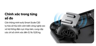 Cân Điện Tử Thông Minh eufy C20 - Hàng Chính Hãng | Phân Tích 16 Chỉ Số Cơ Thể, Kết Nối App EufyLife - Khám phá ngay cân điện tử thông minh <strong>eufy C20</strong>, người bạn đồng hành lý tưởng trên hành trình chăm sóc sức khỏe toàn diện. Với khả năng phân tích chính xác 16 chỉ số sinh trắc học quan trọng, <strong>eufy C20</strong> giúp bạn thấu hiểu cơ thể một cách sâu sắc nhất. Thiết bị sở hữu thiết kế tinh tế, màn hình TFT 3.36 inch hiển thị thông tin trực quan và kết nối dễ dàng với ứng dụng EufyLife qua Bluetooth. Theo dõi tiến trình, đặt mục tiêu và quản lý sức khỏe cho cả gia đình chưa bao giờ dễ dàng đến thế. Với độ chính xác cao và khả năng lưu trữ không giới hạn hồ sơ người dùng, đây là lựa chọn hoàn hảo cho mọi gia đình hiện đại.