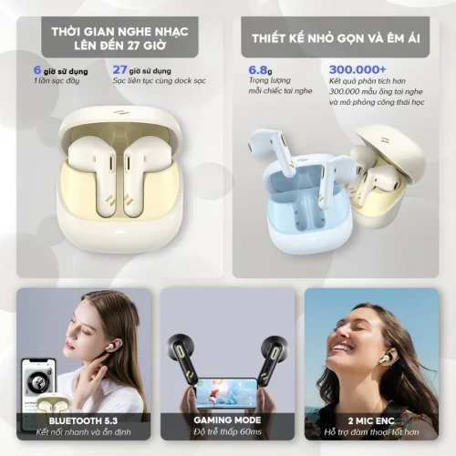 Tai Nghe True Wireless HAVIT TW905, Bluetooth 5.3, 2 Mic ENC, Nghe Nhạc Đến 27H - Hình ảnh 2