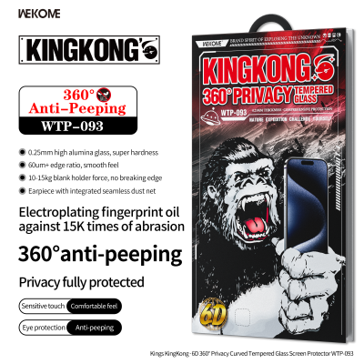 Kính Cường Lực KINGKONG WTP-093 Chống Nhìn Trộm 360 Độ, Chống Vân Tay, Chống Vỡ - <p dir="ltr" data-pm-slice="1 1 []">Kính cường lực KINGKONG <strong>WTP-093</strong>, siêu mỏng 0.25mm, cong 9D, khung tự dán, chống nhìn trộm 360°, phủ nano chống vân tay, dầu, nước. Độ cứng 9H, bền gấp đôi, bảo vệ màn hình khỏi va đập, trầy xước. Dán dễ, cảm ứng mượt. Lý tưởng cho iPhone, đảm bảo riêng tư, thẩm mỹ.</p>