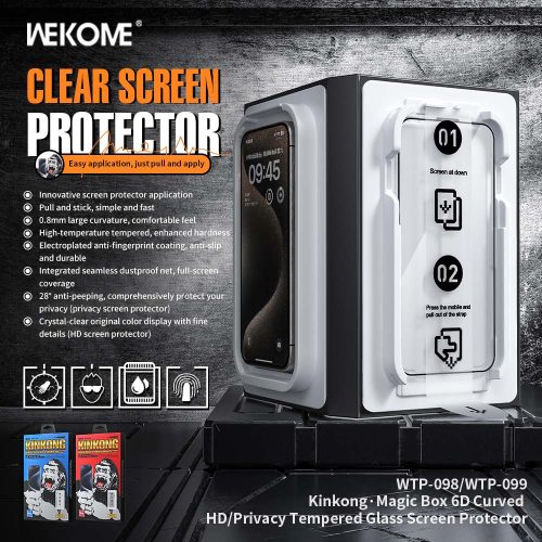 Kính Cường Lực WEKOME WTP-098 Kingkong, Khung Tự Dán, Trong Suốt, Siêu Bền - Hình ảnh 2