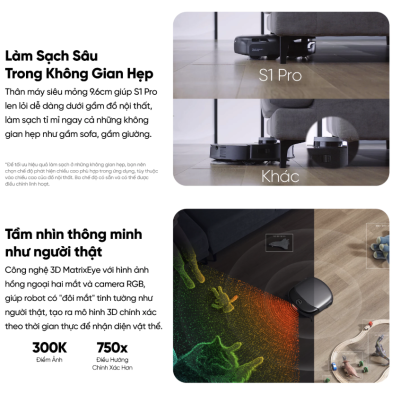 Robot hút bụi lau sàn eufy Omni S1 Pro - Trải nghiệm cuộc cách mạng dọn dẹp với <strong>Robot hút bụi lau sàn eufy Omni S1 Pro</strong>. Đây là robot đầu tiên trên thế giới sở hữu công nghệ lau sạch tức thì, với con lăn được giặt sạch liên tục ngay trong khi lau, đảm bảo sàn nhà luôn được lau bằng nước sạch. Trạm sạc Omni toàn năng không chỉ tự động hút rác, giặt và sấy khô con lăn mà còn có khả năng tự tạo ra nước khử khuẩn bằng Ozone, tiêu diệt 99.9% vi khuẩn mà không cần hóa chất. Với lực hút 8.000Pa mạnh mẽ và hệ thống điều hướng AI.See™ thông minh, <strong>eufy Omni S1 Pro</strong> mang đến hiệu quả làm sạch vượt trội và sự tiện nghi tối thượng cho ngôi nhà của bạn.