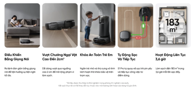 Robot hút bụi lau sàn eufy Omni S1 Pro - Trải nghiệm cuộc cách mạng dọn dẹp với <strong>Robot hút bụi lau sàn eufy Omni S1 Pro</strong>. Đây là robot đầu tiên trên thế giới sở hữu công nghệ lau sạch tức thì, với con lăn được giặt sạch liên tục ngay trong khi lau, đảm bảo sàn nhà luôn được lau bằng nước sạch. Trạm sạc Omni toàn năng không chỉ tự động hút rác, giặt và sấy khô con lăn mà còn có khả năng tự tạo ra nước khử khuẩn bằng Ozone, tiêu diệt 99.9% vi khuẩn mà không cần hóa chất. Với lực hút 8.000Pa mạnh mẽ và hệ thống điều hướng AI.See™ thông minh, <strong>eufy Omni S1 Pro</strong> mang đến hiệu quả làm sạch vượt trội và sự tiện nghi tối thượng cho ngôi nhà của bạn.