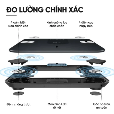 Cân Điện Tử Thông Minh Eufy A1 - Theo Dõi Sức Khỏe Toàn Diện, Chính Xác - Khám phá ngay <strong>Cân điện tử thông minh eufy A1</strong>, trợ lý sức khỏe đắc lực cho cả gia đình bạn. Với thiết kế tinh tế, mặt kính cường lực sang trọng, <strong>eufy A1</strong> không chỉ là một chiếc cân mà còn là thiết bị theo dõi sức khỏe toàn diện. Sản phẩm có khả năng phân tích đến 12 chỉ số cơ thể quan trọng như cân nặng, BMI, tỷ lệ mỡ, khối lượng xương, cơ... Dữ liệu được đồng bộ hóa dễ dàng qua Bluetooth với ứng dụng EufyLife, tương thích với các ứng dụng sức khỏe phổ biến khác như Apple Health, Google Fit. Với khả năng lưu trữ dữ liệu cho 16 người dùng, <strong>eufy A1</strong> là lựa chọn hoàn hảo để mọi thành viên cùng nhau xây dựng lối sống lành mạnh.