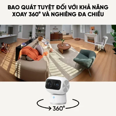 Camera trong nhà Eufy Indoor S350 - Trải nghiệm đỉnh cao an ninh gia đình với <strong>Camera trong nhà Eufy Indoor S350</strong>. Sản phẩm đột phá với hệ thống camera kép, bao gồm một ống kính góc rộng 4K và một ống kính tele 2K, mang đến độ phân giải siêu nét và khả năng zoom lai 8x ấn tượng. Nhờ đó, bạn có thể quan sát chi tiết mọi sự vật ở khoảng cách xa. Với khả năng xoay 360°, <strong>Eufy Indoor S350</strong> dễ dàng bao quát toàn bộ không gian mà không có điểm mù. Công nghệ AI thông minh tự động theo dõi chuyển động của người và vật nuôi, kết hợp cùng tầm nhìn đêm rõ nét, đảm bảo an ninh 24/7. Lưu trữ linh hoạt qua thẻ nhớ mà không cần trả phí hàng tháng, <strong>Eufy Indoor S350</strong> là lựa chọn hoàn hảo để giám sát con trẻ, thú cưng và bảo vệ ngôi nhà của bạn.