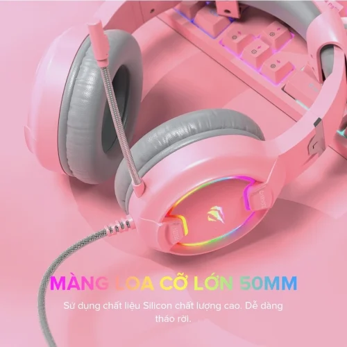 Tai Nghe Mèo HAVIT H2233D, Driver 50mm, Đèn LED RGB, Mic Khử Ồn - Chính Hãng BH 12 Tháng Dizigear - Hình ảnh 5