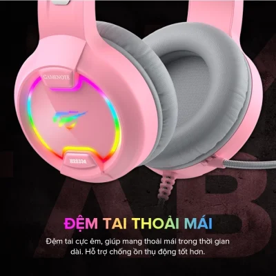Tai Nghe Mèo HAVIT H2233D, Driver 50mm, Đèn LED RGB, Mic Khử Ồn - Chính Hãng BH 12 Tháng Dizigear - Thể hiện cá tính và đắm chìm trong thế giới game với tai nghe tai mèo <strong>HAVIT H2233D</strong>. Nổi bật với thiết kế tai mèo dễ thương cùng hệ thống đèn LED RGB sống động, sản phẩm là một tuyên ngôn phong cách cho mọi nữ game thủ và streamer. Trải nghiệm âm thanh vòm 3D bùng nổ, chi tiết đến từng bước chân nhờ màng loa lớn 50mm. Giao tiếp rõ nét với đồng đội nhờ micro đa hướng có khả năng khử ồn hiệu quả. Đệm tai siêu mềm mại, công thái học mang lại sự thoải mái tuyệt đối cho những giờ phút "cày game" dài. <strong>HAVIT H2233D</strong> là sự kết hợp hoàn hảo giữa thẩm mỹ và hiệu năng, giúp bạn tỏa sáng trong mọi trận chiến.