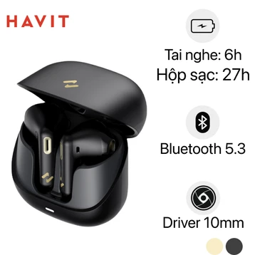 Tai Nghe True Wireless HAVIT TW905, Bluetooth 5.3, 2 Mic ENC, Nghe Nhạc Đến 27H