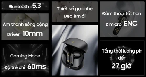Tai Nghe True Wireless HAVIT TW905, Bluetooth 5.3, 2 Mic ENC, Nghe Nhạc Đến 27H - Hình ảnh 4