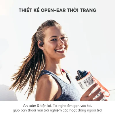 Tai Nghe Open Wireless OWS Fit 1, BT 5.3, Driver 16.2mm, Thiết Kế Open-ear, IPX5, Nghe Đến 21H - Hàng Chính Hãng - Giải phóng bản thân khỏi sự bí bách và tách biệt của tai nghe truyền thống với <strong>Open Wireless OWS Fit 1</strong>. Được thiết kế dành cho người năng động, sản phẩm sở hữu thiết kế mở (Open-Ear) độc đáo, giúp bạn vừa tận hưởng âm nhạc vừa nhận biết môi trường xung quanh, đảm bảo an toàn tối đa. Trải nghiệm chất âm bùng nổ chưa từng có từ màng loa siêu lớn 16.2mm. Móc tai silicon bám chắc, chống rơi rớt cùng chuẩn chống nước IPX5 giúp bạn tự tin chinh phục mọi buổi tập. Với kết nối Bluetooth 5.3 ổn định và tổng thời lượng pin 21 giờ, <strong>Open Wireless OWS Fit 1</strong> là người bạn đồng hành không thể thiếu cho một lối sống lành mạnh và tự do.