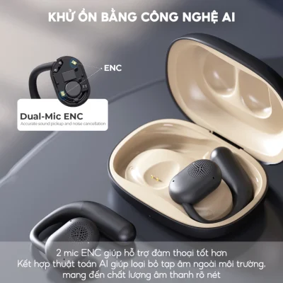 Tai Nghe Open Wireless OWS Fit 1, BT 5.3, Driver 16.2mm, Thiết Kế Open-ear, IPX5, Nghe Đến 21H - Hàng Chính Hãng - Giải phóng bản thân khỏi sự bí bách và tách biệt của tai nghe truyền thống với <strong>Open Wireless OWS Fit 1</strong>. Được thiết kế dành cho người năng động, sản phẩm sở hữu thiết kế mở (Open-Ear) độc đáo, giúp bạn vừa tận hưởng âm nhạc vừa nhận biết môi trường xung quanh, đảm bảo an toàn tối đa. Trải nghiệm chất âm bùng nổ chưa từng có từ màng loa siêu lớn 16.2mm. Móc tai silicon bám chắc, chống rơi rớt cùng chuẩn chống nước IPX5 giúp bạn tự tin chinh phục mọi buổi tập. Với kết nối Bluetooth 5.3 ổn định và tổng thời lượng pin 21 giờ, <strong>Open Wireless OWS Fit 1</strong> là người bạn đồng hành không thể thiếu cho một lối sống lành mạnh và tự do.