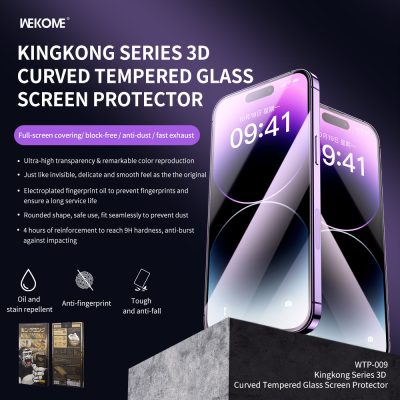Kính Cường Lực KINGKONG WTP-009 3D Full Màn Hình, Chống Vân Tay, Siêu Cứng, không box - <p dir="ltr" data-pm-slice="1 1 []">Kính cường lực KINGKONG <strong>WTP-009</strong>, siêu mỏng 0.2mm, full màn hình 9D, trong suốt HD, phủ nano chống vân tay, dầu, nước. Độ cứng 9H, bảo vệ màn hình iPhone khỏi va đập, trầy xước. Khung tự dán, dán dễ, không bọt khí, cảm ứng mượt. Lý tưởng cho iPhone, hiển thị sắc nét, thẩm mỹ cao.</p>