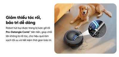 Robot Hút Bụi Lau Sàn Eufy C20 Omni - Khám phá ngay <strong>Robot hút bụi lau sàn eufy C20 Omni</strong>, giải pháp làm sạch toàn diện và tự động cho ngôi nhà của bạn. Với trạm sạc Omni "All-in-One", robot có thể tự động hút rác, giặt và sấy khô giẻ lau, giúp bạn hoàn toàn rảnh tay. Sản phẩm sở hữu lực hút mạnh mẽ 7.000Pa kết hợp công nghệ lau xoay Mop Master™ tốc độ cao, dễ dàng loại bỏ mọi bụi bẩn, lông thú và vết bẩn cứng đầu. Đặc biệt, <strong>eufy C20 Omni</strong> được trang bị công nghệ Pro-Detangle Comb™ tự động gỡ rối tóc thông minh và thiết kế siêu mỏng chỉ 8.5cm, làm sạch hiệu quả mọi ngóc ngách, kể cả gầm nội thất thấp. Đây là lựa chọn lý tưởng cho cuộc sống hiện đại và bận rộn.