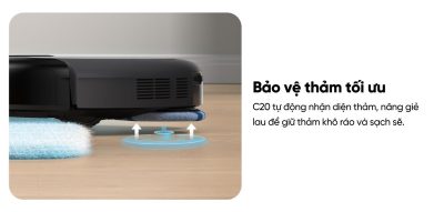 Robot Hút Bụi Lau Sàn Eufy C20 Omni - Khám phá ngay <strong>Robot hút bụi lau sàn eufy C20 Omni</strong>, giải pháp làm sạch toàn diện và tự động cho ngôi nhà của bạn. Với trạm sạc Omni "All-in-One", robot có thể tự động hút rác, giặt và sấy khô giẻ lau, giúp bạn hoàn toàn rảnh tay. Sản phẩm sở hữu lực hút mạnh mẽ 7.000Pa kết hợp công nghệ lau xoay Mop Master™ tốc độ cao, dễ dàng loại bỏ mọi bụi bẩn, lông thú và vết bẩn cứng đầu. Đặc biệt, <strong>eufy C20 Omni</strong> được trang bị công nghệ Pro-Detangle Comb™ tự động gỡ rối tóc thông minh và thiết kế siêu mỏng chỉ 8.5cm, làm sạch hiệu quả mọi ngóc ngách, kể cả gầm nội thất thấp. Đây là lựa chọn lý tưởng cho cuộc sống hiện đại và bận rộn.