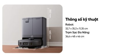 Robot hút bụi lau sàn eufy X10 Pro Omni - Nâng tầm trải nghiệm dọn dẹp nhà cửa với <strong>Robot hút bụi lau sàn eufy X10 Pro Omni</strong>, giải pháp làm sạch thông minh và toàn diện đến từ thương hiệu uy tín Eufy. Sản phẩm sở hữu lực hút mạnh mẽ 8.000 Pa, hệ thống lau xoay kép MopMaster™ 2.0 tạo áp lực 1kg và công nghệ AI.See™ nhận diện hơn 100 vật thể, giúp làm sạch sâu mọi ngóc ngách và né tránh chướng ngại vật một cách thông minh. Điểm nhấn của <strong>eufy X10 Pro Omni</strong> là trạm sạc Omni đa năng, tự động giặt giẻ, sấy khô bằng khí nóng, hút rác và châm nước, mang đến sự tiện lợi rảnh tay tuyệt đối. Đây là trợ thủ đắc lực cho mọi gia đình hiện đại, đặc biệt là nhà có nuôi thú cưng.