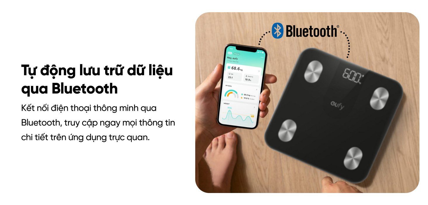 Cân Điện Tử Thông Minh Eufy A1 - Theo Dõi Sức Khỏe Toàn Diện, Chính Xác - Khám phá ngay <strong>Cân điện tử thông minh eufy A1</strong>, trợ lý sức khỏe đắc lực cho cả gia đình bạn. Với thiết kế tinh tế, mặt kính cường lực sang trọng, <strong>eufy A1</strong> không chỉ là một chiếc cân mà còn là thiết bị theo dõi sức khỏe toàn diện. Sản phẩm có khả năng phân tích đến 12 chỉ số cơ thể quan trọng như cân nặng, BMI, tỷ lệ mỡ, khối lượng xương, cơ... Dữ liệu được đồng bộ hóa dễ dàng qua Bluetooth với ứng dụng EufyLife, tương thích với các ứng dụng sức khỏe phổ biến khác như Apple Health, Google Fit. Với khả năng lưu trữ dữ liệu cho 16 người dùng, <strong>eufy A1</strong> là lựa chọn hoàn hảo để mọi thành viên cùng nhau xây dựng lối sống lành mạnh.