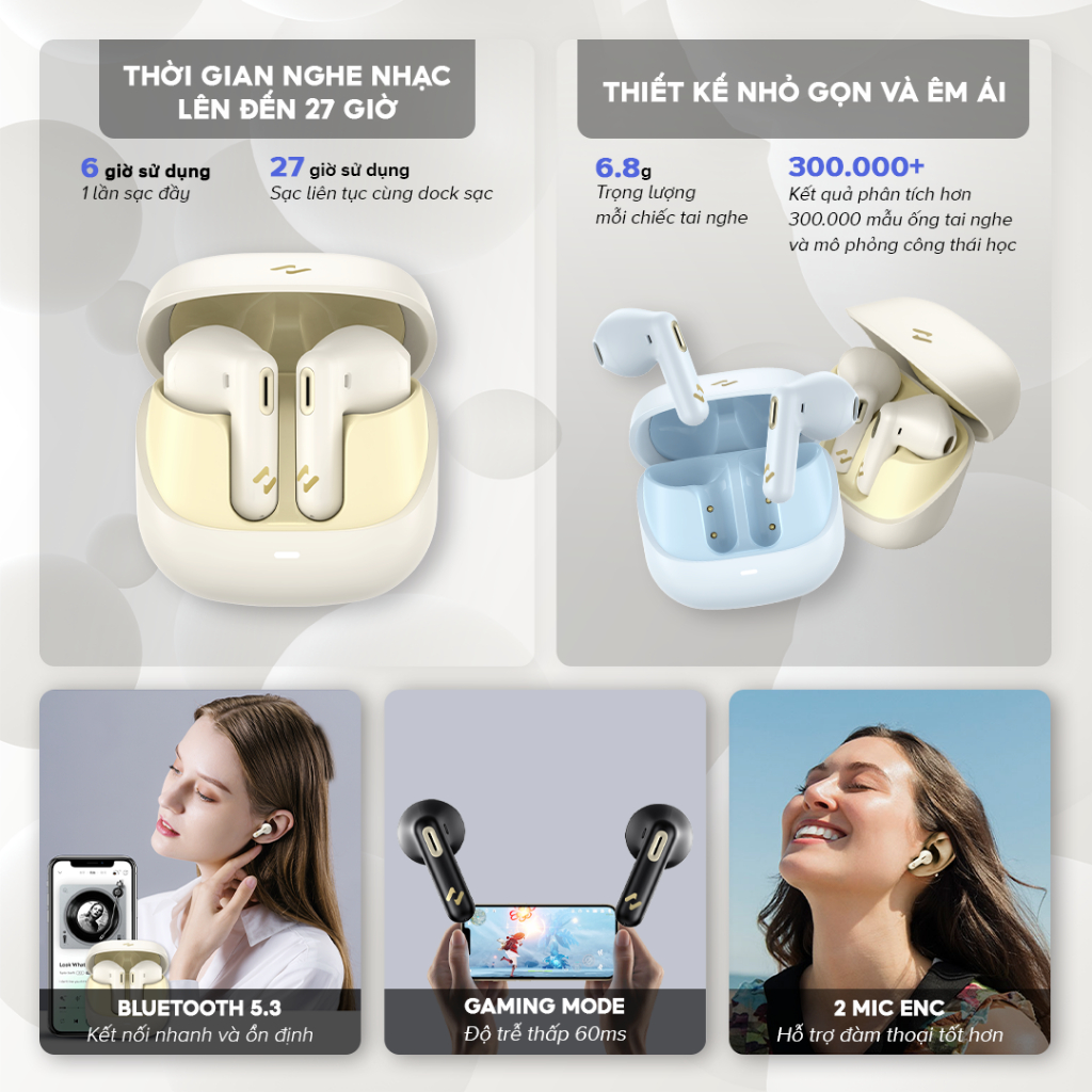 Tai Nghe True Wireless HAVIT TW905, Bluetooth 5.3, 2 Mic ENC, Nghe Nhạc Đến 27H - Trải nghiệm sự tự do không dây và giao tiếp trong trẻo với tai nghe True Wireless <strong>HAVIT TW905</strong>. Được trang bị công nghệ kết nối Bluetooth 5.3 thế hệ mới, sản phẩm đảm bảo tín hiệu ổn định và ghép nối tức thì. Nổi bật với hệ thống 2 micro ENC khử ồn môi trường, giúp giọng nói của bạn luôn to, rõ ràng trong mọi cuộc gọi. Tận hưởng chất âm cân bằng và thời lượng pin bền bỉ lên đến 27 giờ khi dùng cùng hộp sạc. Với thiết kế công thái học nhỏ gọn, mang lại cảm giác đeo thoải mái suốt cả ngày, <strong>HAVIT TW905</strong> là lựa chọn thông minh cho nhu cầu làm việc, học tập và giải trí hàng ngày.