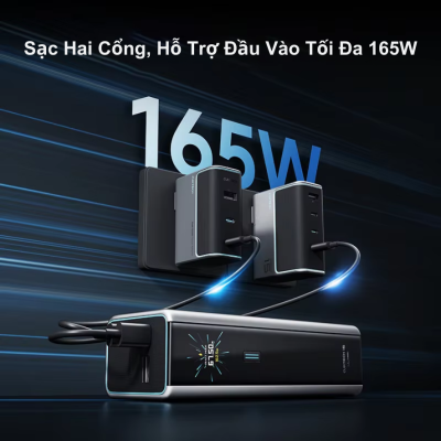 Pin dự phòng Cuktech No.15 Ultra 20000mAH 210W PD3– PB200U - Trải nghiệm sức mạnh vượt trội với <strong>pin dự phòng Cuktech 20.000mAh No.15 Ultra</strong> (PB200U) với tổng công suất lên đến 210W. Tích hợp công nghệ sạc nhanh tiên tiến nhất PD3.1 140W, sạc đầy 53% pin MacBook Pro 16" chỉ trong 30 phút. Dung lượng khủng 20.000mAh đảm bảo năng lượng cho cả ngày dài làm việc và giải trí. Sản phẩm được trang bị màn hình màu TFT 1.3-inch hiển thị đầy đủ thông số sạc, 3 cổng ra (2 Type-C, 1 USB-A) cho phép sạc đồng thời nhiều thiết bị. Thiết kế nhỏ gọn, an toàn trên máy bay, Cuktech No.15 Ultra là người bạn đồng hành lý tưởng cho mọi chuyến đi, đáp ứng mọi nhu cầu sạc từ laptop, điện thoại đến các thiết bị nhỏ. Hãy sở hữu ngay <strong>pin dự phòng Cuktech 20.000mAh No.15 Ultra</strong> để không bao giờ bị gián đoạn công việc.