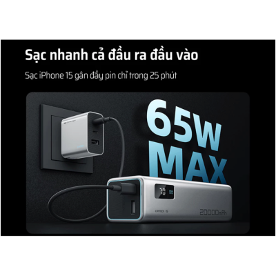 Pin sạc dự phòng Cuktech 15 SE Power Bank 20.000mAh 85W (PB200) - <strong>Cuktech 15 SE Power Bank 20.000mAh 85W</strong> (PB200) là phiên bản tinh gọn đầy mạnh mẽ, mang đến giải pháp sạc hiệu quả cho người dùng hiện đại. Với dung lượng lớn 20.000mAh, viên pin này đảm bảo cung cấp năng lượng dồi dào cho nhiều ngày sử dụng. Sản phẩm sở hữu 3 cổng sạc (2 USB-C, 1 USB-A) với tổng công suất lên đến 85W, trong đó cổng USB-C1 cung cấp công suất PD 67W, đủ sức sạc nhanh cho cả laptop và MacBook. Thiết kế dạng "cột năng lượng" độc đáo, cầm nắm chắc tay cùng màn hình LED hiển thị dung lượng pin trực quan. Tương thích rộng rãi với các chuẩn sạc nhanh phổ biến như PD3.0, PPS, QC3.0, <strong>Cuktech 15 SE Power Bank 20.000mAh 85W</strong> là sự lựa chọn thông minh, cân bằng hoàn hảo giữa hiệu năng, thiết kế và giá trị.  