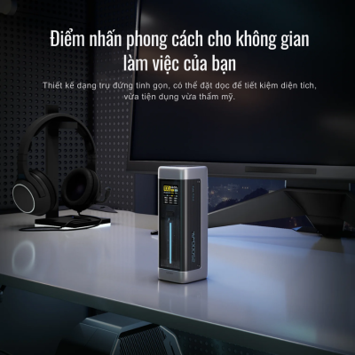 Pin sạc dự phòng Cuktech 20 Power Bank 25.000mAh 210W (P23) - Phá vỡ mọi giới hạn, <strong>Cuktech 20 Power Bank 25.000mAh 210W</strong> (P23) không chỉ là pin dự phòng, mà là một trạm sạc di động đích thực. Với dung lượng khủng 25.000mAh và tổng công suất đầu ra lên đến 210W, sản phẩm sẵn sàng cung cấp năng lượng cho mọi thiết bị của bạn. Cổng USB-C1 tiên phong với công nghệ PD3.1, cung cấp công suất 140W mạnh mẽ để sạc cho cả MacBook Pro 16". Thiết kế trong suốt độc đáo theo phong cách Cyberpunk, kết hợp với màn hình màu TFT hiển thị thông số chi tiết, mang đến trải nghiệm đẳng cấp. Ba cổng sạc đa dụng, khả năng sạc lại siêu tốc 110W và tiêu chuẩn an toàn bay, <strong>Cuktech 20 Power Bank 25.000mAh 210W</strong> là sự lựa chọn không thể thay thế cho các chuyên gia sáng tạo và tín đồ công nghệ.