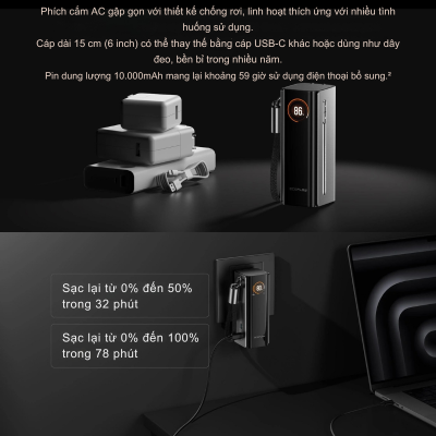 Pin Dự Phòng EcoFlow RAPID Pro 3in1 - Sạc Nhanh Đa Năng, Tích Hợp 3 Chức Năng Tiện Lợi (Cáp, Không Dây, Cổng) EcoFlow Rapid Pro 3in1